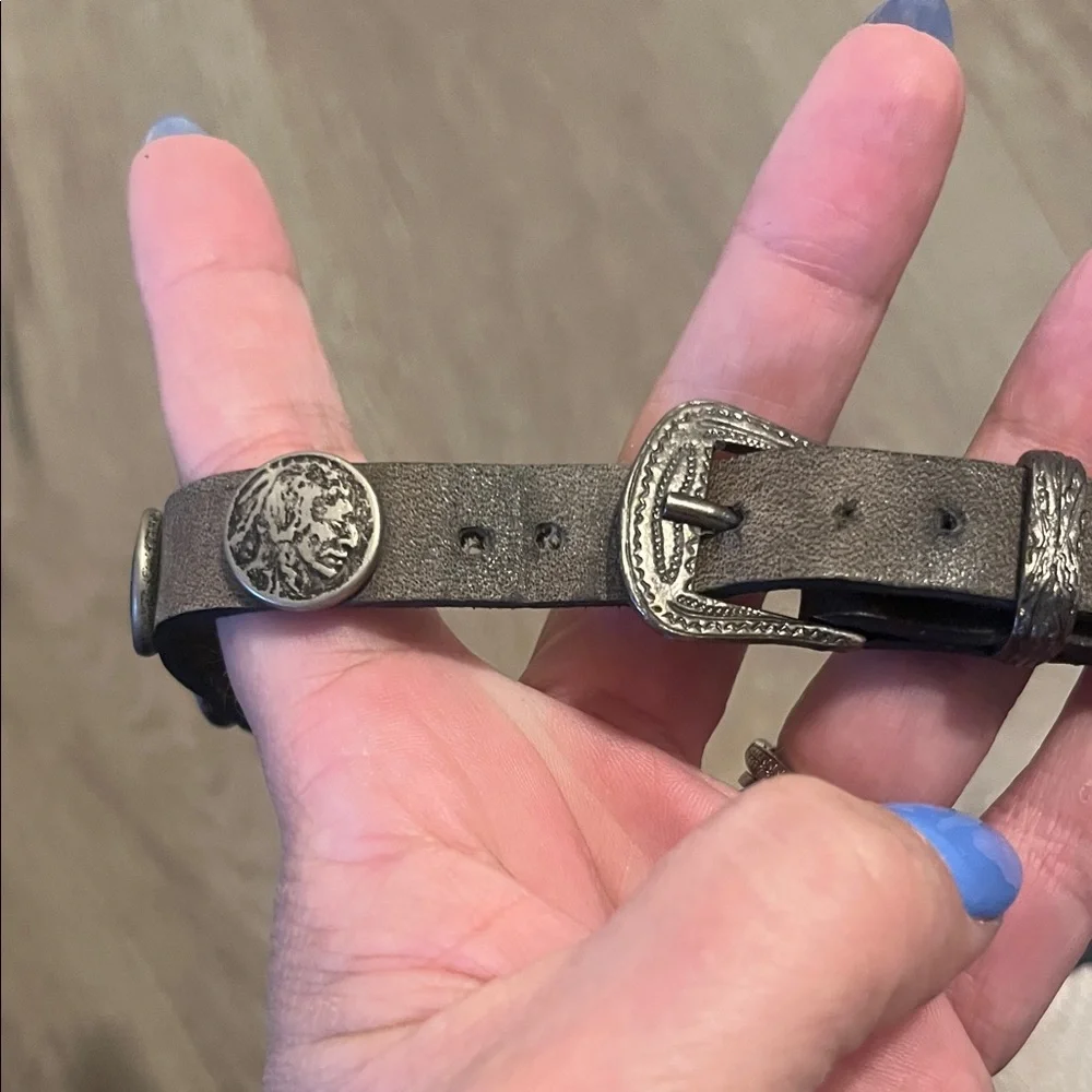 Leather Belt with Silver Accents, kids size